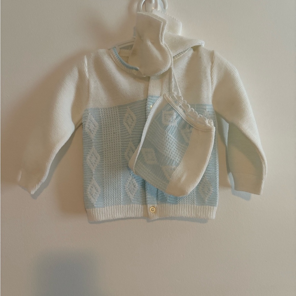 Blue and White Kids Sweater Set